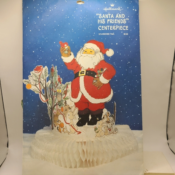 Vintage Hallmark "Santa and His Friends" Centerpiece Paper 13.25" - Picture 1 of 5